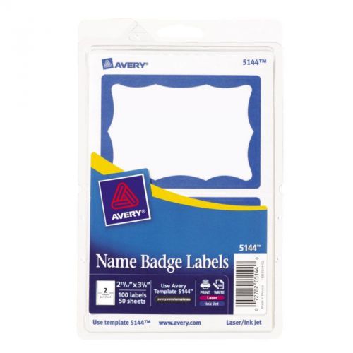 Avery Blue Border Print or Write Name Badge Labels, 2.34 x 3.37 Inches, Pack of
