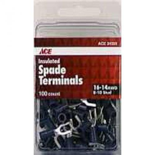 100pk insulated spade terminals16-14awg ace wire connectors 34555 082901345558 for sale