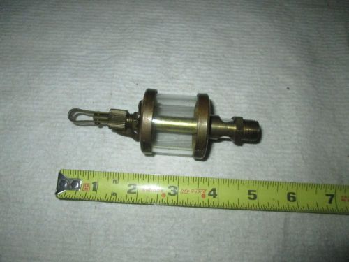 VINTAGE BRASS &amp; VISIBLE GLASS OILER DRIP LUBRICATOR