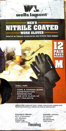 12 Pairs Wells Lamont  Medium Mens Nitrile Coated Work Gloves FACTORY SEALED BOX