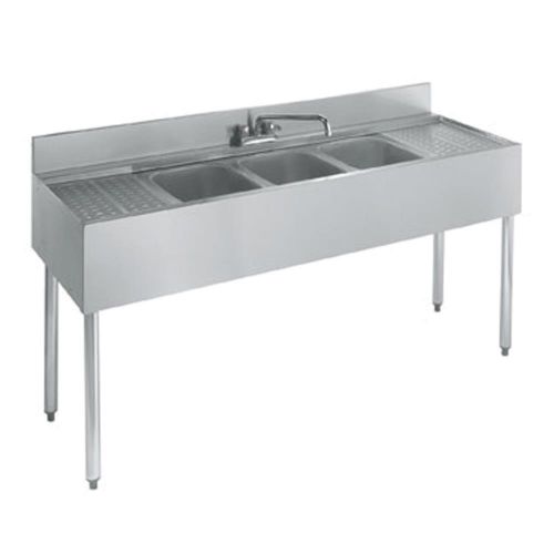 Krowne 18-83C - 1800 96&#034; 3 Compartment Bar Sink, 30&#034; Drainboards On Left/Right