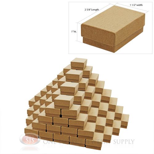 100 Brown Kraft Cotton Filled Jewelry Gift Boxes Charm Ring Box 2 5/8&#034; X 1 1/2&#034;