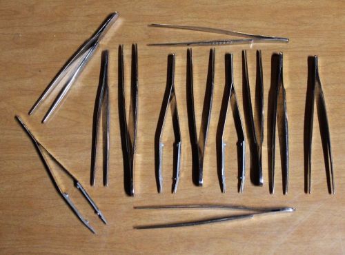 Lot of 12 Medical Grade Surgical Tweezers