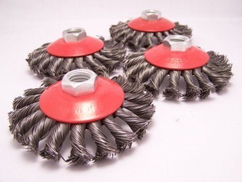 4 x 4&#034; Knot Conical Wire Brush 5/8-11nc angle grinder