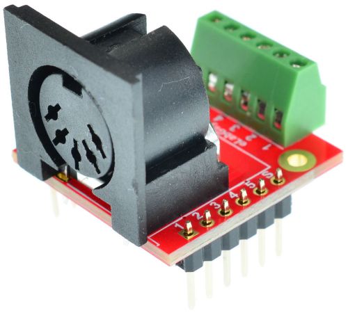 Din 5 Female connector Breakout Board, MIDI adapter, eLabGuy DIN5-F-BO-V1A