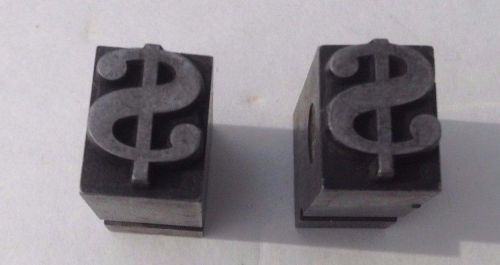 Vintage Letterpress Type Printing Lead ($) Dollar Symbol Pattern Printing Blocks