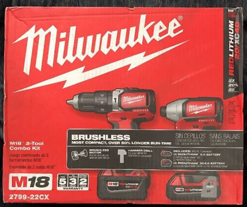 Milwaukee M18 Compact Hammer Drill/Brushless Impact Combo Kit 2799-22cx