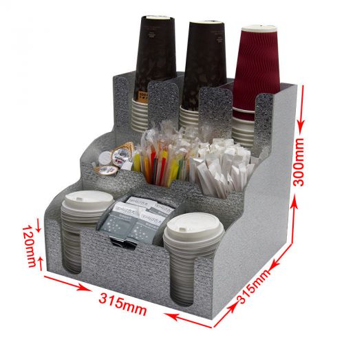 Bar Shop Disposable Coffee Paper Cup Holder Dispenser Straw Sugar Storage Rack