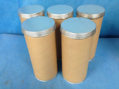 Cardboard Aluminum Screw Top Canisters 3&#034; Diameter, 7.5&#034; Height Lot of 5