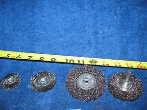 4-PC Wire Wheel Cup Brushes Assortment lot Crimped Metal Grinding 1/4 Shank