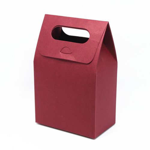 Wine Red Kraft Paper Package Box W/ Handle&amp;Window For Gift Wedding Favors