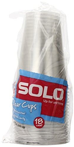 SOLO Cup Company Solo  10-Ounce Plastic Clear Cups, 18-Count Packages (Pack of