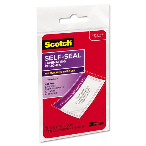 Scotch clear self-seal laminating pouches 2.8x4.5 business card id bag tag 12.5m for sale