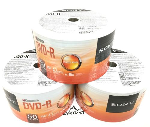 150 SONY Blank DVD-R DVDR Recordable Logo Branded 16X 4.7GB 120min Media Disc