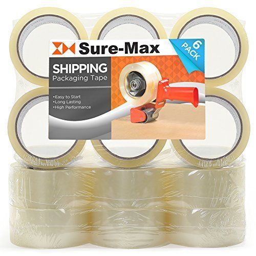 Sure-Max Shipping Packaging Tape 2.0 mil 2 inch Wide x 165 Feet 55 yards - Clear
