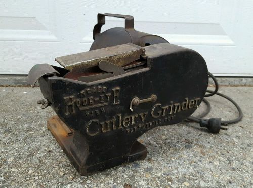 Antique vintage cast iron electric hook-eye cutlery grinder / knife sharpener for sale