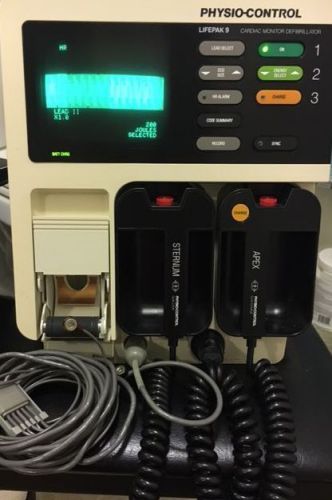 Lifepak 9 cardiac monitor defibillator w/ printer and extra paddles + pediatric for sale