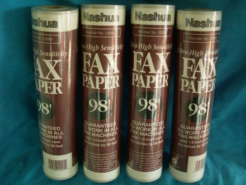 Lot of 4 Rolls Ultra High Sensitivity Fax Paper Nashua 8 1/2 X 98 Ft (Each Roll)