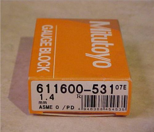Mitutoyo Gauge Block 611600-531 07E 1.4 mm ASME 0 /PD - Brand New