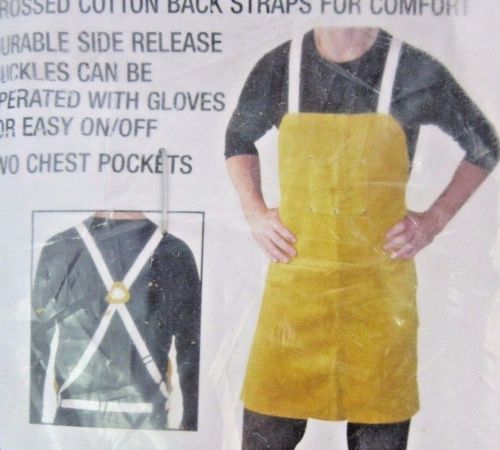 30&#034; high quality heavy duty split leather welding bib apron with pockets new for sale