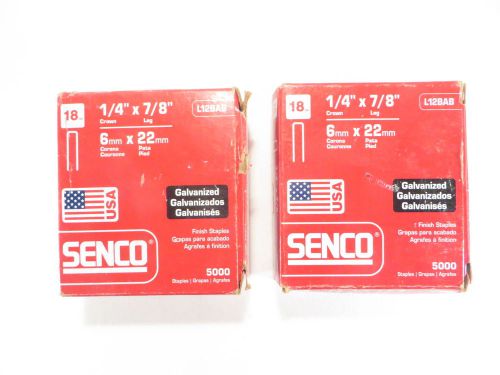 Senco Galvanized Finish Staples 18GA, L12BAB 1/4in x 7/8in 5000 in each box, new