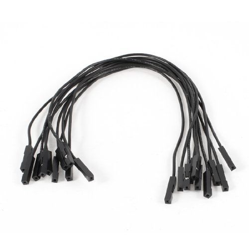 uxcell® 10 Pcs 21cm Length Double 1pin Female Connector Jumper Cable Black