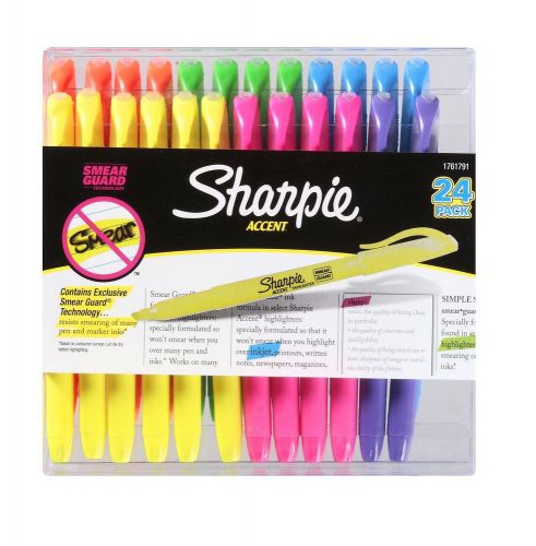 Sharpie Accent Highlighters Assorted Colors 24 Pack Quick Drying Odorless Ink