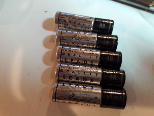 Lot of 5 Autopoint 43-N black replacement lead containers with 24 leads 4H 2H HB