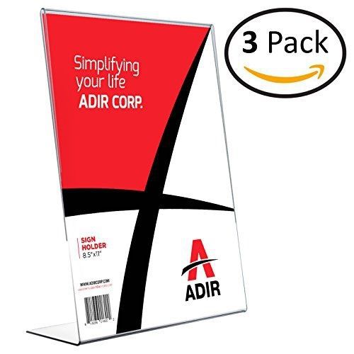 Adir Corp. Adir Plexi Acrylic 8.5&#034; X 11&#034; Single Slant Back Design Sign Holder -