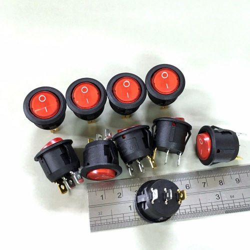 10 x NEW Round 23mm 3 Pin SPDT Snap In Red Illuminated ON/OFF Rocker Switch #gtc