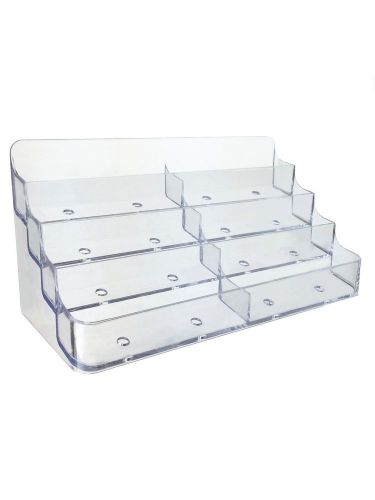 8 Pocket Acrylic Desk Top Business Card Holder - 4 Tier - Clear