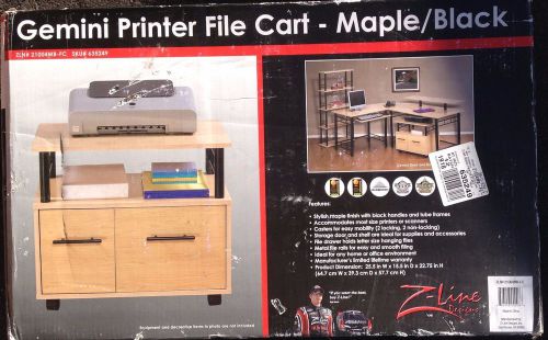 Z-Line Designs Gemini Printer File Cart Maple/Black Deluxe Printer Cabinet NEW