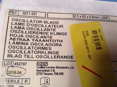 CONMED LINVATEC OSCILLATOR BLADE REFERENCE 5071-551 QTY 1 NEW