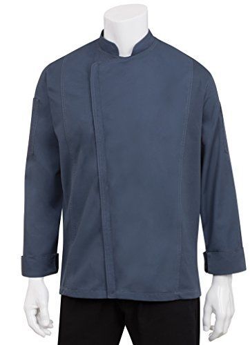 Chef Works BCLZ008-BLU-M Weight Long Sleeve Zipper Coat, Medium, Blue