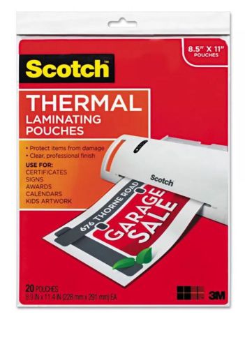 TWO-pk 3M Scotch Thermal Laminating Pouches 8.5&#034; X 11&#034; 20/pack 40 Total