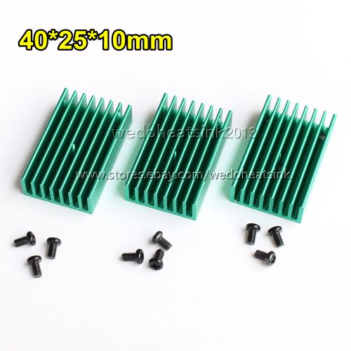 4pcs green 40x25x10mm aluminum heat sink with m3 screws for ic / cpu for sale