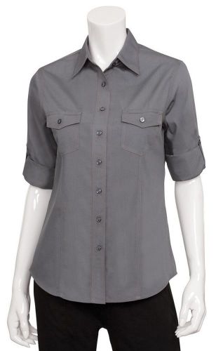 Chef Works WPDS-GRY-XL Double Pocket Women&#039;s Shirt, Grey, X-Large