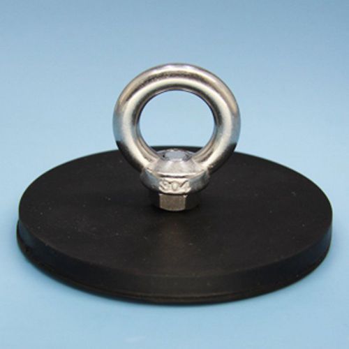 1pcs rubber plate coated neodymium eyebolt rings magnet n35 for 48kg salvage for sale