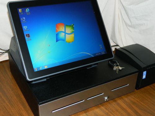 POS SYSTEM All-in-One 15&#034; Touchscreen Complete COMPUTER, CASH DRAWER AND PRINTER
