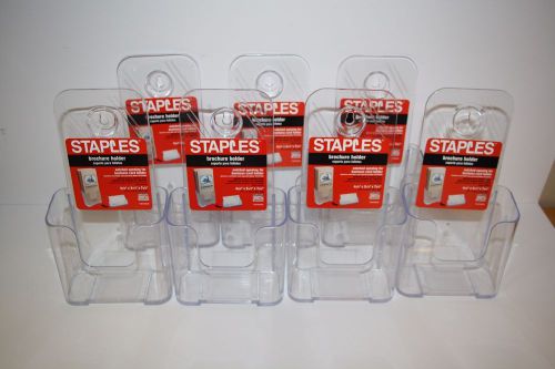 Staples Brochure Holder Clear Plastic Tabletop or Wall Hanging 4x7&#034; NEW 6 AVAIL