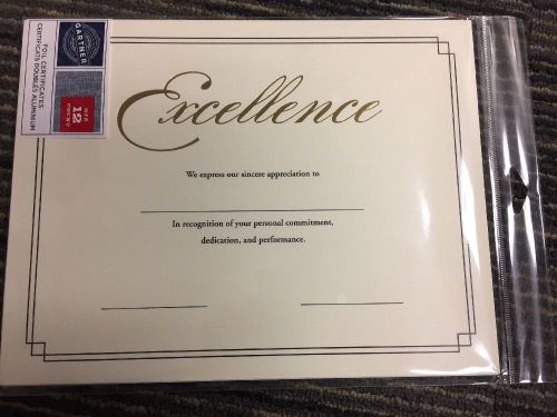 Off White Printable &#039;Certificate of Excellence&#039; Stationery (2 Packs Of 12)