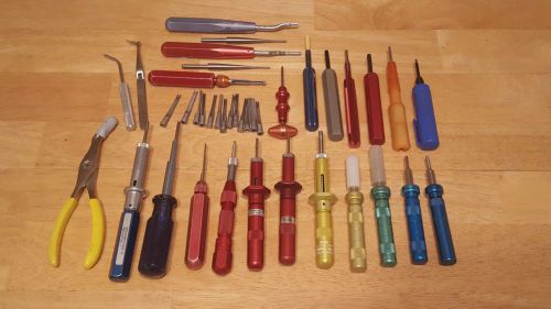 NICE LOT OF PIN REMOVAL / INSERTION TOOLS ASSORTED BRANDS AMP, ASTRO, CANNON ETC