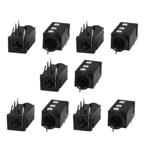 10 pcs black 4 pin 3.5mm stereo jack socket pcb mount connector for sale