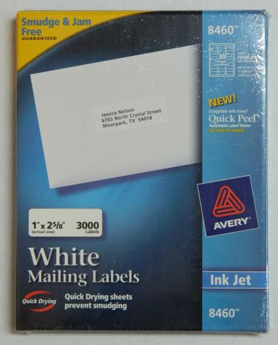 Avery 8460 Ink Jet Labels 1&#034; x 2-5/8&#034; 3000 Labels NEW IN SEALED PACKAGE