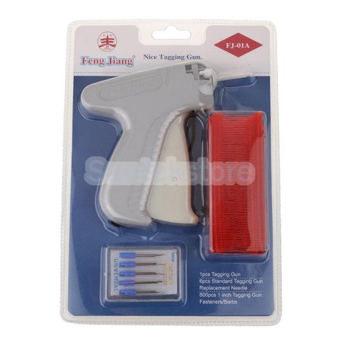 Clothes Garment Price Label Tagging Gun+6 Tagging Needles+800 Barbs Red