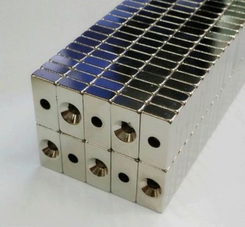 2-50pcs 30mmx10mmx5mm Block Strong Rare-Earth Neodymium Magnets N38 Hole 4mm
