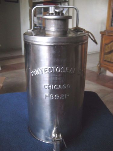 Vtg stainless steel jug protectoseal f892p storage can dispenser  with spout for sale