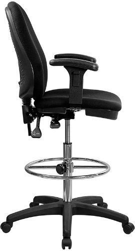 Black Multi-Functional Ergonomic Drafting Chair with Adjustable Foot Ring and