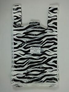 500 Qty. Zebra Print Design Plastic T-Shirt Retail Shopping Bags w/ Handles