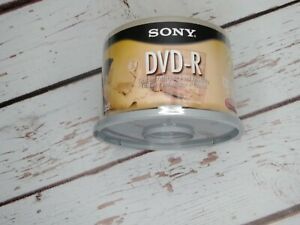 Sony DVD-R 1-16x 4.7 GB Recordable Media Disc 50 Pack Blank 120 Min New Sealed.